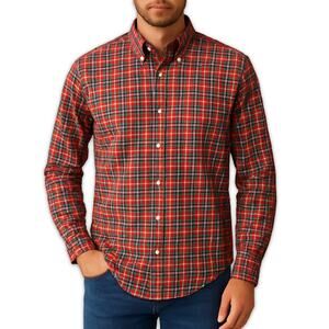 McGregor Bagpiper Men’s Shirt Red Scottish Plaid Button Down Long Sleeve Vtg M